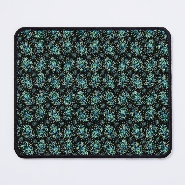 Item preview, Turquoise Peacock Feather on Black Background designed and sold by MarcyBrennanArt.