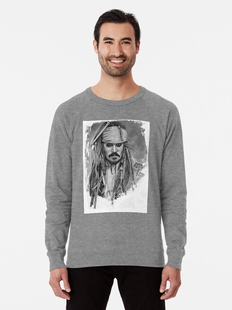 Captain Jack Sparrow Graphite Drawing Lightweight Sweatshirt By