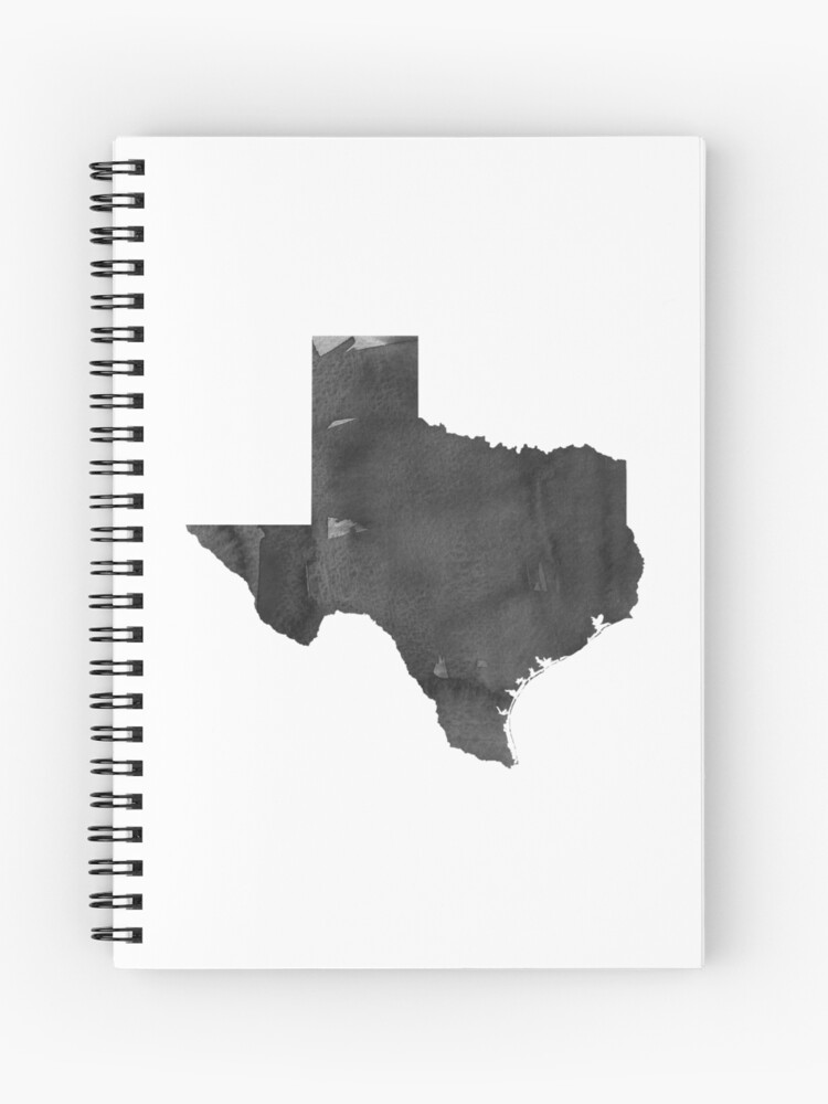 Cuaderno de espiral «Modern Wall Art Home Office Decor Texas Map Acuarela  archivo imprimible, Estados Unidos State Texas Silhouette Acuarela Gris  Negro Blanco» de NathanMoore | Redbubble