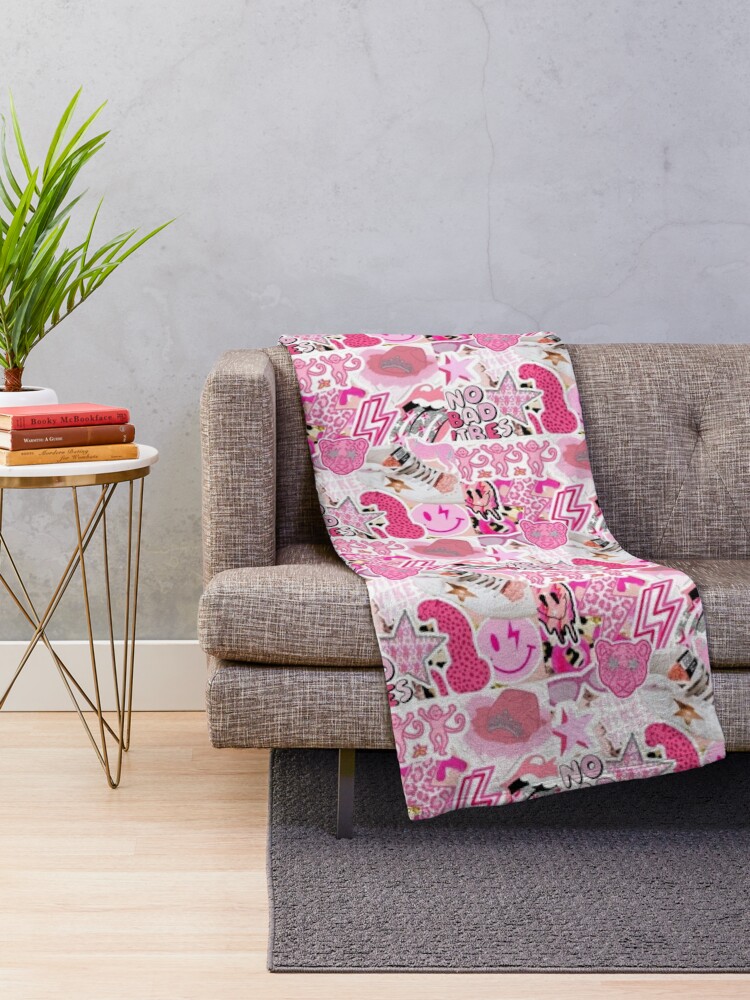 Amazing pink streamers and shapes Throw Blanket by Pura Vida Vision