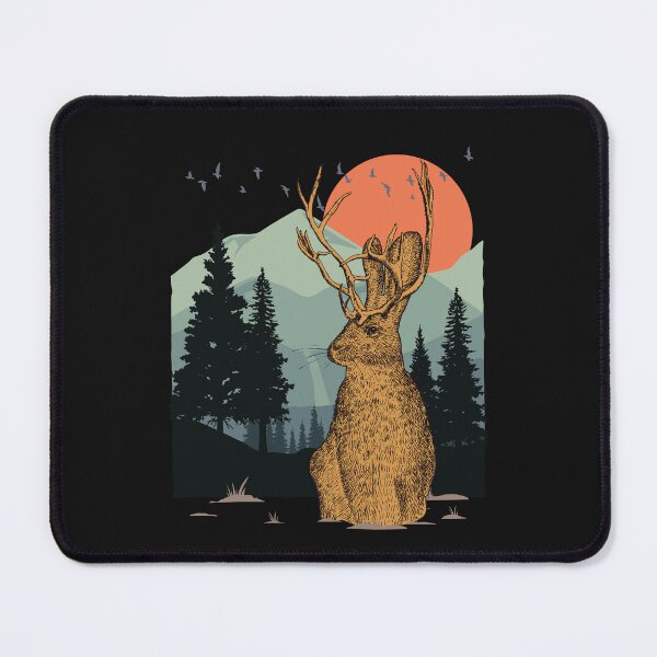 Item preview, Mountain sunset Pine Tree Bird flying sky sitting Jackalope designed and sold by Md safi uddin Nazim.