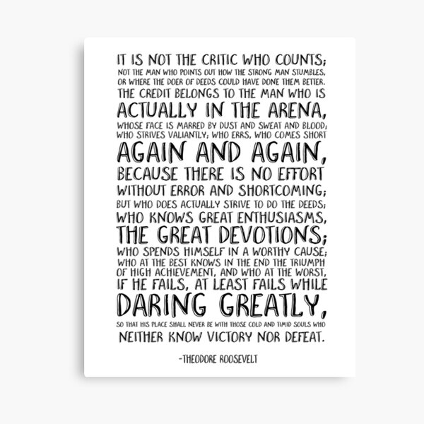 Motivational quote, Quote print Printable art, Office quote print, Theodore Roosevelt quote, Inspirational quote Canvas Print