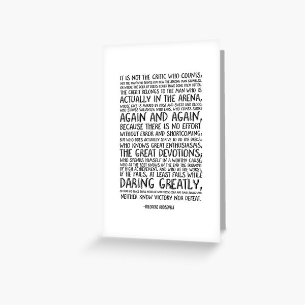 Motivational quote, Quote print Printable art, Office quote print, Theodore Roosevelt quote, Inspirational quote Greeting Card