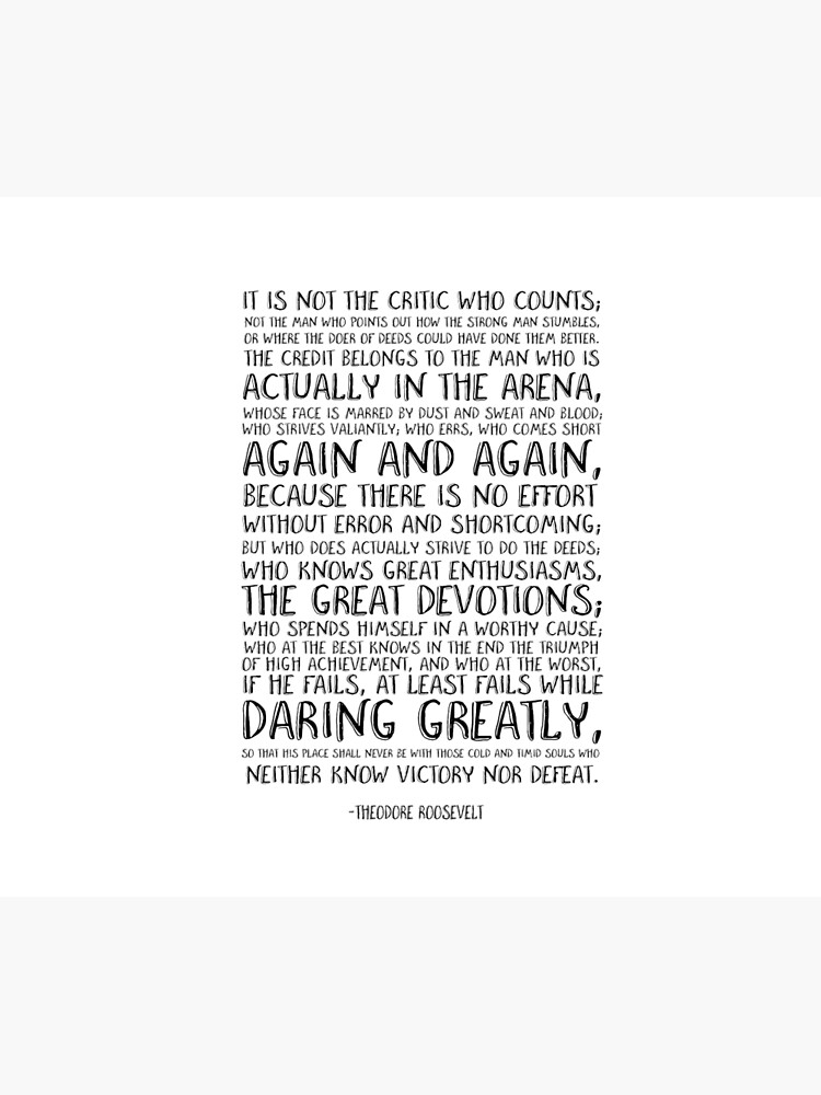 Motivational quote, Quote print Printable art, Office quote print, Theodore Roosevelt quote, Inspirational quote by NathanMoore