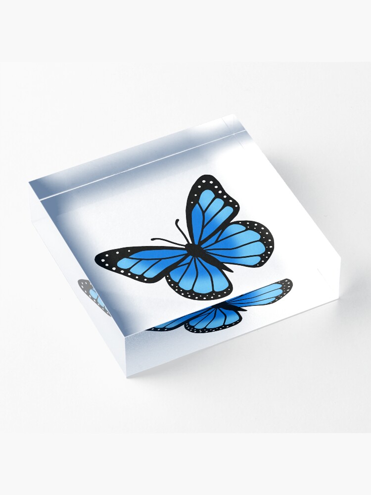 Blue Butterfly Acrylic Block for Sale by littlemandyart