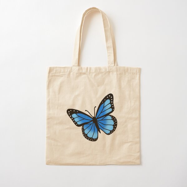 Blue Butterfly Cotton Tote Bag