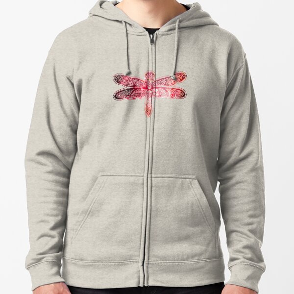 Copy of Stellar Dragonfly - Red Zipped Hoodie