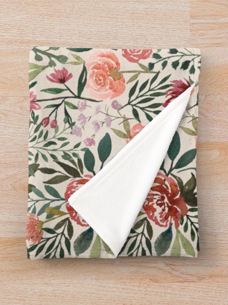 Thumbnail 3 of 6, Throw Blanket, Pink Spring Flowers Pattern designed and sold by Laurenullrich.