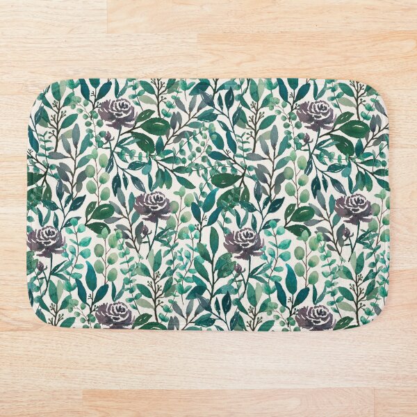 Aperçu de l'œuvre Motif de fleurs violettes et de feuilles d'eucalyptus créée et vendue par Lauren Ullrich.