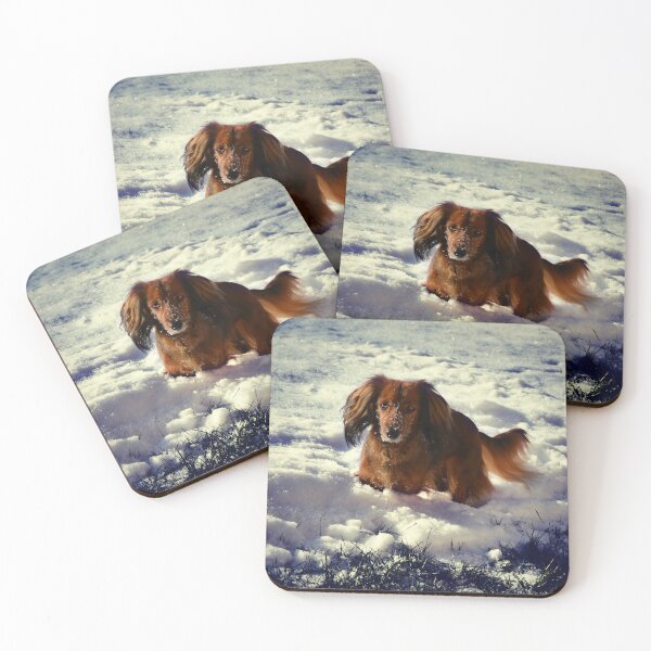 Item preview, Dog walk in the snow Dachshund  designed and sold by Monika Howarth.