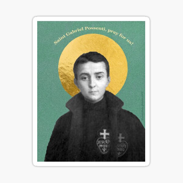 Vista previa del artículo con la obra «Diseño de tarjeta sagrada de San Gabriel Possenti», diseñado y vendido por emma-pano.