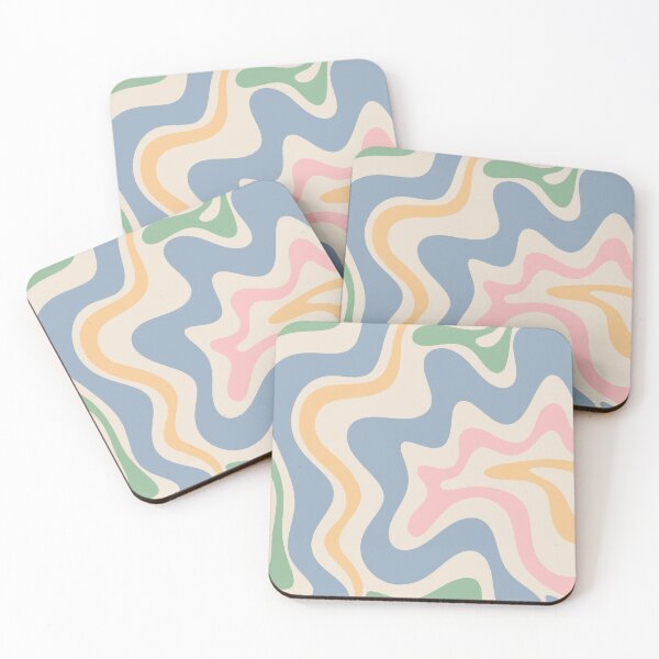 Item preview, Retro Liquid Swirl Abstract Pattern Light Blue Pink Green Yellow Cream  designed and sold by kierkegaard.
