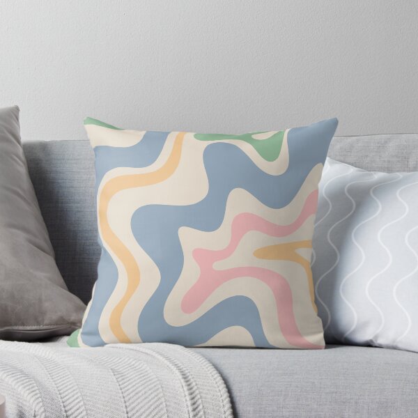 Item preview, Retro Liquid Swirl Abstract Pattern Light Blue Pink Green Yellow Cream  designed and sold by kierkegaard.
