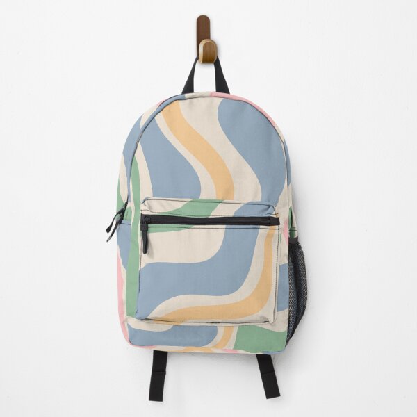 Item preview, Retro Liquid Swirl Abstract Pattern Light Blue Pink Green Yellow Cream  designed and sold by kierkegaard.