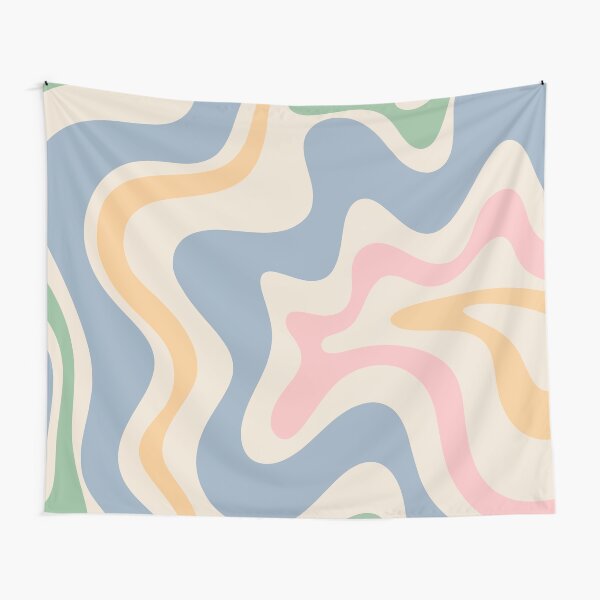 Aperçu de l'œuvre Rétro Liquide Tourbillon Abstrait Motif Bleu Clair Rose Vert Jaune Crème créée et vendue par kierkegaard.