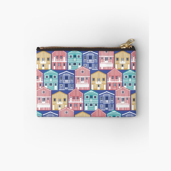 Item preview, Colourful Portuguese houses // electric blue background rob roy yellow mandy red electric blue and peacock teal Costa Nova inspired houses designed and sold by SelmaCardoso.