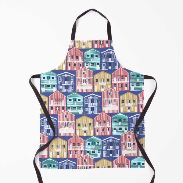 Item preview, Colourful Portuguese houses // electric blue background rob roy yellow mandy red electric blue and peacock teal Costa Nova inspired houses designed and sold by SelmaCardoso.