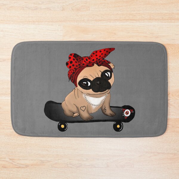 Item preview, Rockabilly Pug on Skateboard  designed and sold by DemonicGloom.