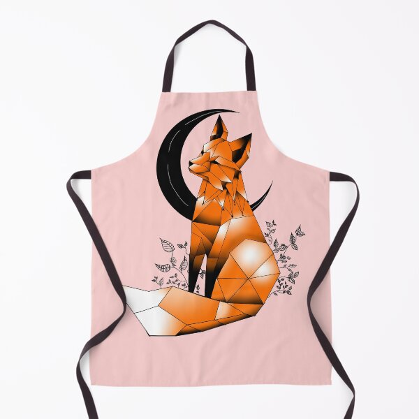 Item preview, Geometric Fox with crescent Moon and leaves light pink background  designed and sold by DemonicGloom.