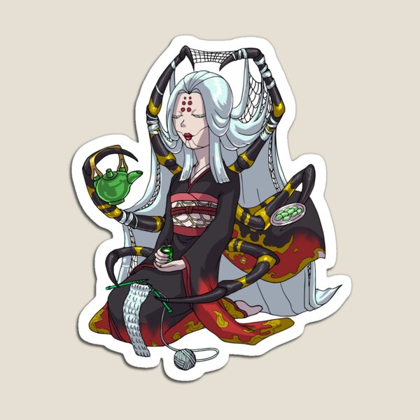 Knitting Spider Girl Yokai Drinking Green Tea MONSTER GIRLS Series I Magnet