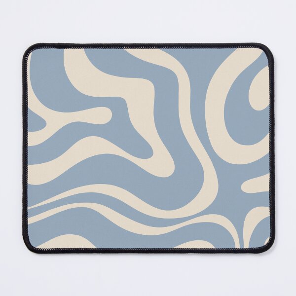 Item preview, Modern Retro Liquid Swirl Abstract Pattern Square in Muted Light Blue and Cream Beige designed and sold by kierkegaard.