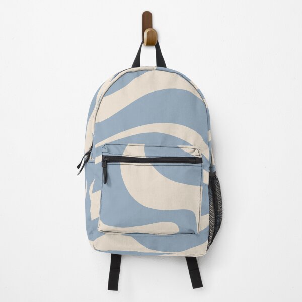 Item preview, Modern Retro Liquid Swirl Abstract Pattern Square in Muted Light Blue and Cream Beige designed and sold by kierkegaard.