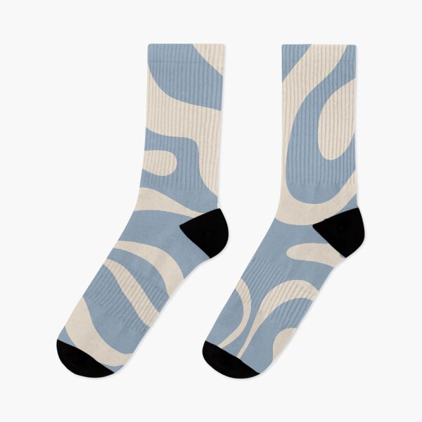 Item preview, Modern Retro Liquid Swirl Abstract Pattern Square in Muted Light Blue and Cream Beige designed and sold by kierkegaard.