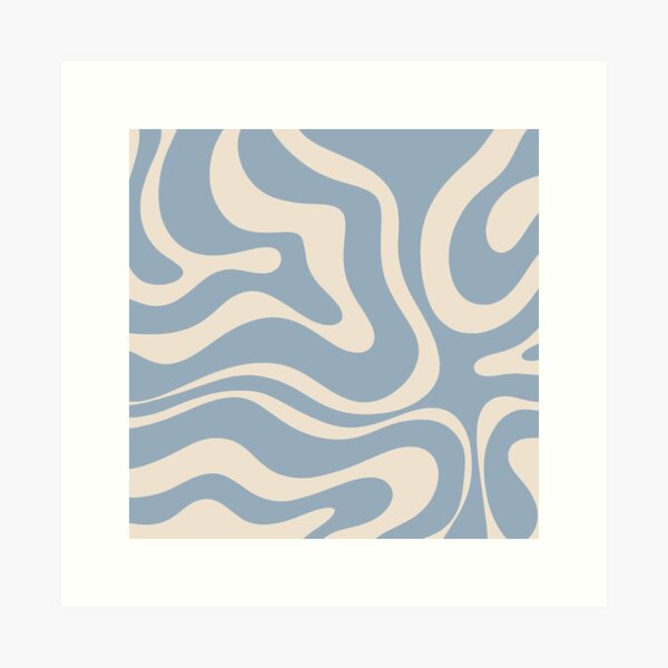 Item preview, Modern Retro Liquid Swirl Abstract Pattern Square in Muted Light Blue and Cream Beige designed and sold by kierkegaard.