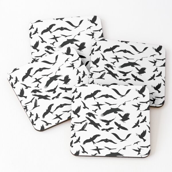 Item preview, Black bird silhouette pattern white designed and sold by Cora Gregory.