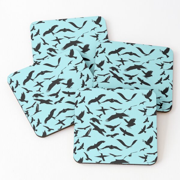 Item preview, Black bird silhouette pattern blue designed and sold by Cora Gregory.