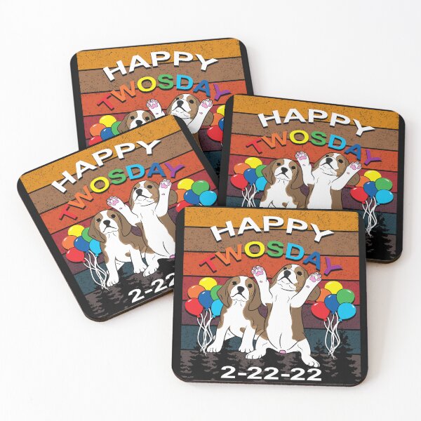 Item preview, Happy twosday 2-22-22 distressed retro sunset dog faces design 5 designed and sold by SamRVstore.