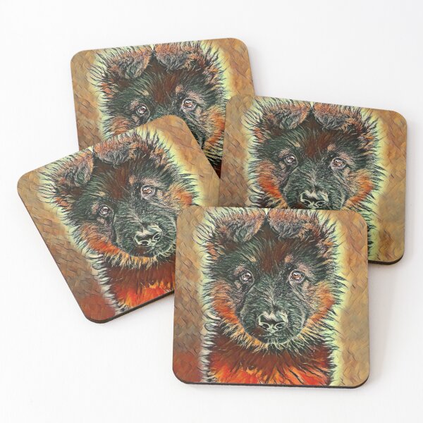 Item preview, A colorful arty german shepherd puppy design designed and sold by Doggymadness.