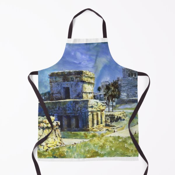 Item preview, Tulum Mayan ruins in Mexico. Watercolor painting of Mayan ruins in Tulum in Yucatan Peninsula- Mexico designed and sold by rfoxphoto.
