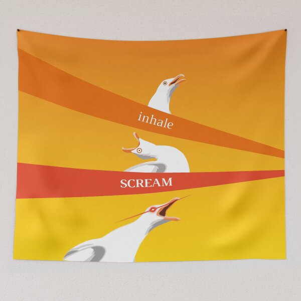 Item preview, Inhale scream seagull meme designed and sold by Captain Chromatic.