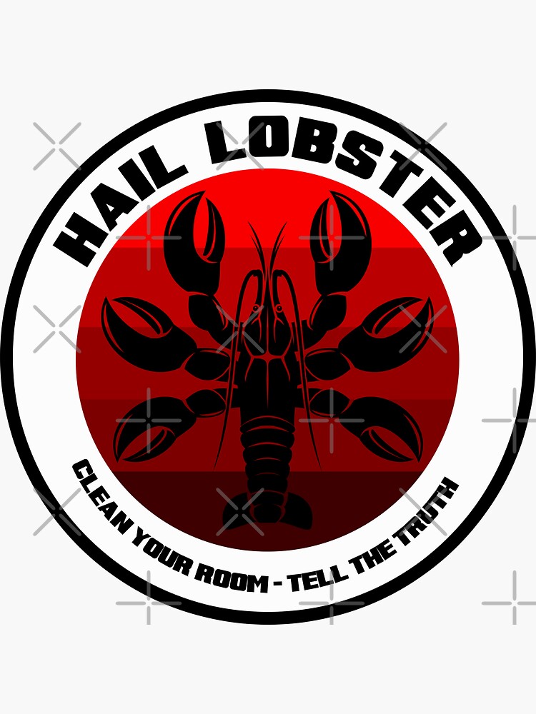"Hail Lobster Jordan Peterson, red sunset and white text" Sticker for