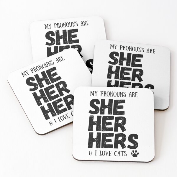Item preview, MY PRONOUNS ARE SHE / HER / HERS & I LOVE CATS - Black Writing designed and sold by akaiawa.