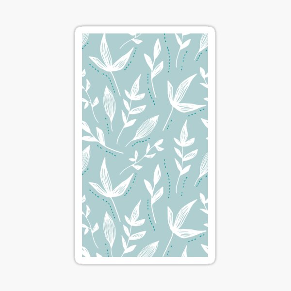 Blue & White Simple Leaves Pattern Sticker