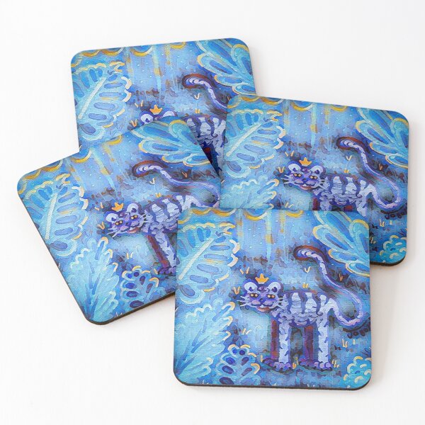 Item preview, Jungle Tiger Painting (Blue and Gold Palette)  designed and sold by Judy O'Brien.