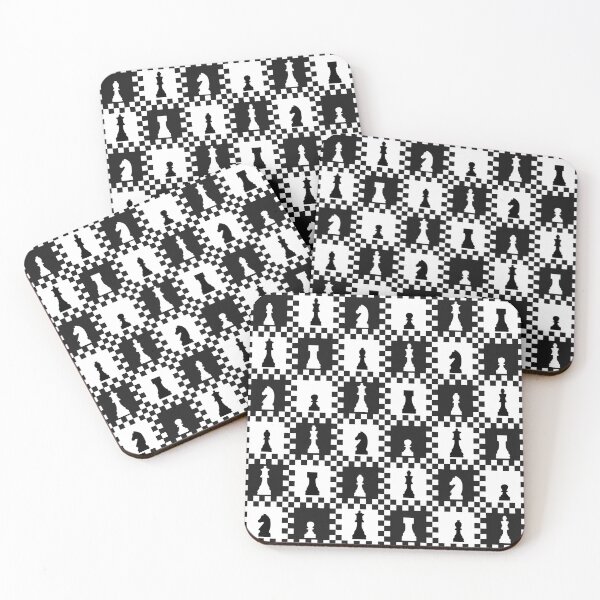 Item preview, Chess Chessmen Game Pieces on Checkerboard Black and White designed and sold by KrisInStitches.