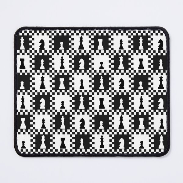 Item preview, Chess Chessmen Game Pieces on Checkerboard Black and White designed and sold by KrisInStitches.