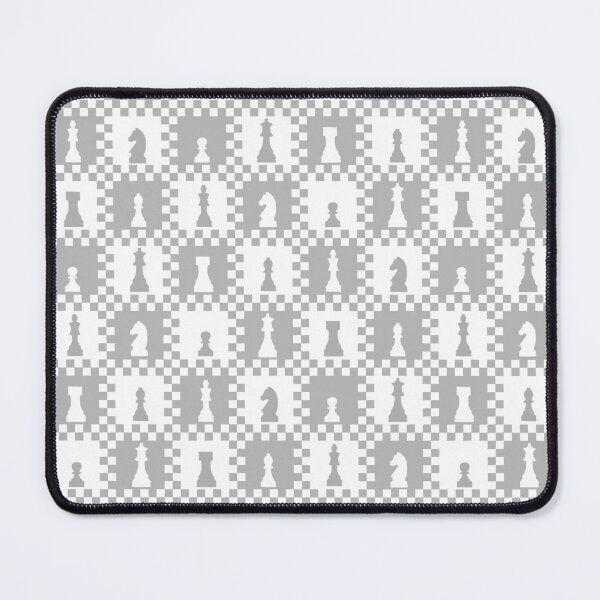 Item preview, Chess Chessmen Game Pieces on Checkerboard Grey and White designed and sold by KrisInStitches.