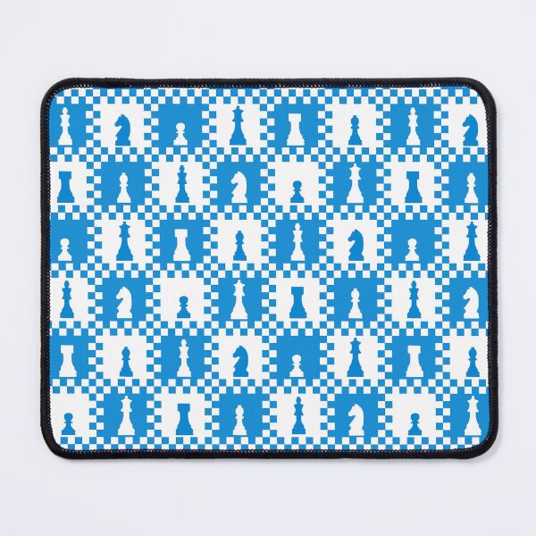 Item preview, Chess Chessmen Game Pieces on Checkerboard Blue and White designed and sold by KrisInStitches.