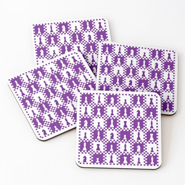 Item preview, Chess Chessmen Game Pieces on Checkerboard Purple and White designed and sold by KrisInStitches.