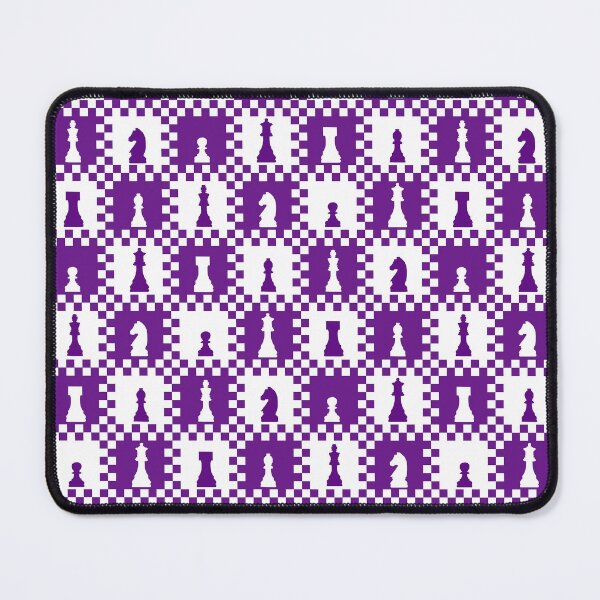 Item preview, Chess Chessmen Game Pieces on Checkerboard Purple and White designed and sold by KrisInStitches.