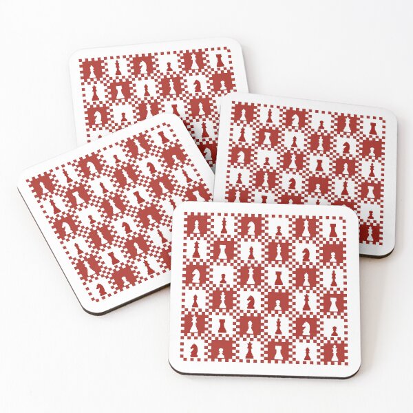 Item preview, Chess Chessmen Game Pieces on Checkerboard Red and White designed and sold by KrisInStitches.