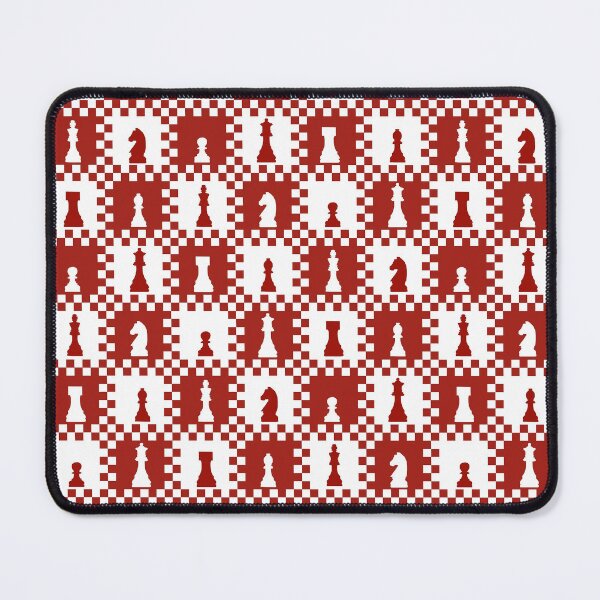 Item preview, Chess Chessmen Game Pieces on Checkerboard Red and White designed and sold by KrisInStitches.