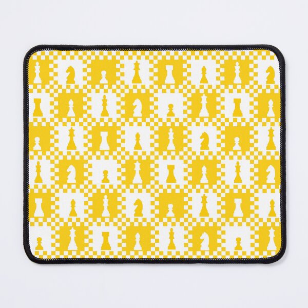 Item preview, Chess Chessmen Game Pieces on Checkerboard Yellow and White designed and sold by KrisInStitches.