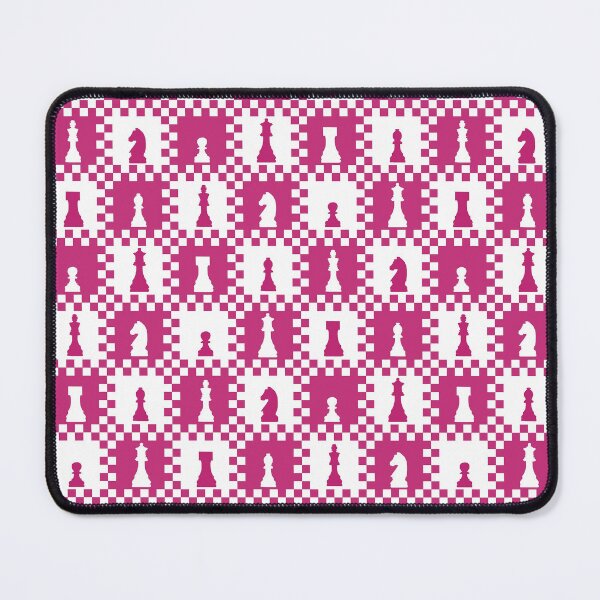 Item preview, Chess Chessmen Game Pieces on Checkerboard Hot Pink and White designed and sold by KrisInStitches.