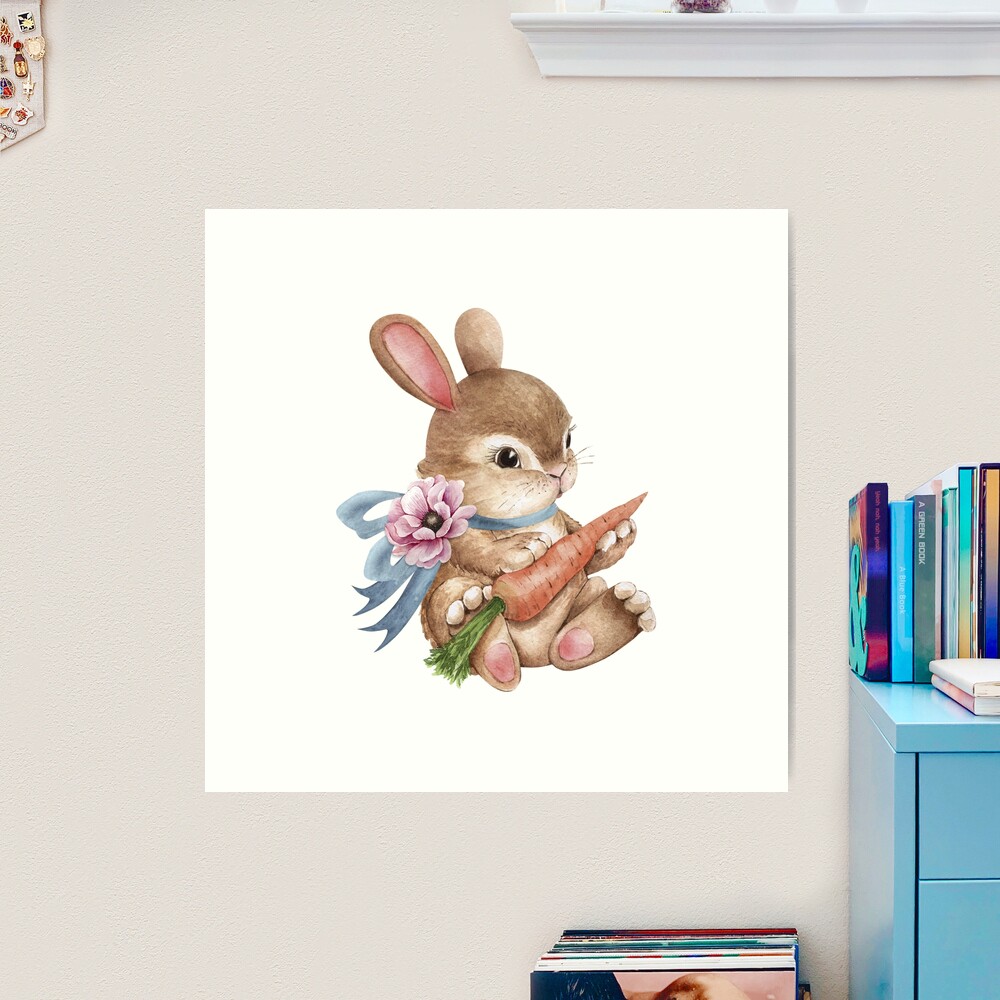 ★Original ART  ‘RABBIT' Three Rabbits at Sunset Art Print Vintage Rabbit Wall Art
