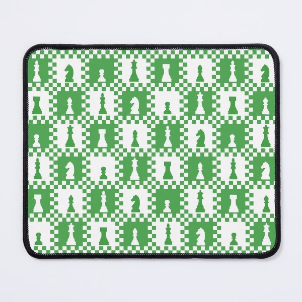 Item preview, Chess Chessmen Game Pieces on Checkerboard Green and White designed and sold by KrisInStitches.